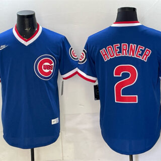 Men's Chicago Cubs #2 Nico Hoerner Royal 150th Anniversary Throwback Vapor Limited Stitched Baseball Jersey