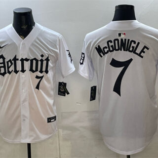Men's Detroit Tigers #7 Kevin McGonigle 2026 White 'Motor Gothic Edition' Vapor Premier Limited Stitched Baseball Jersey