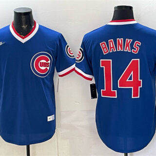 Men's Chicago Cubs #14 Ernie Banks Royal 150th Anniversary Throwback Vapor Limited Stitched Baseball Jersey