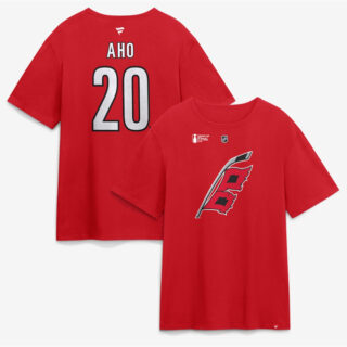 Men's Carolina Hurricanes #20 Sebastian Aho Red 2026 Stanley Cup Final Name & Number T-Shirt