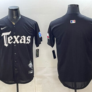 Men's Texas Rangers Blank Black Gothic Mexico 2025 Vapor Premier Limited Stitched Baseball Jersey