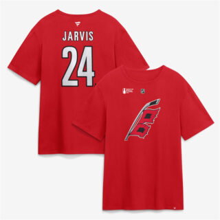 Men's Carolina Hurricanes #24 Seth Jarvis Red 2026 Stanley Cup Final Name & Number T-Shirt