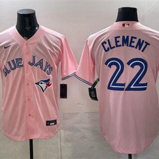 Men's Toronto Blue Jays #22 Ernie Clement Pink 50 Seasons Patch Stitched Baseball Jersey