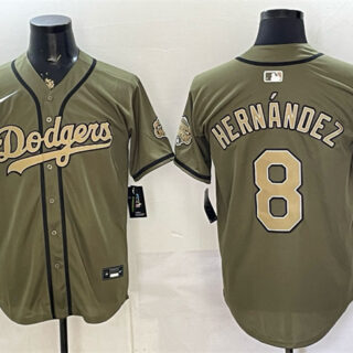 Men's Los Angeles Dodgers #8 Enrique Hernandez Olive 2026 Armed Forces Day Stitched Baseball Jersey