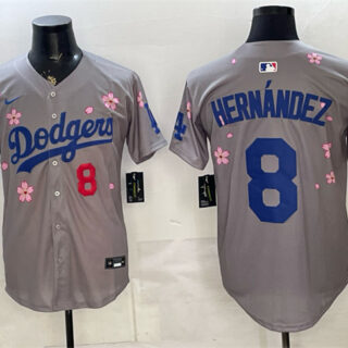 Men's Los Angeles Dodgers #8 Enrique Hernandez Grey 2025 Tokyo Series Limited Stitched Baseball Jersey