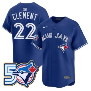 Men's Toronto Blue Jays #22 Ernie Clement Royal 50th Anniversary Alternate Limited Jersey