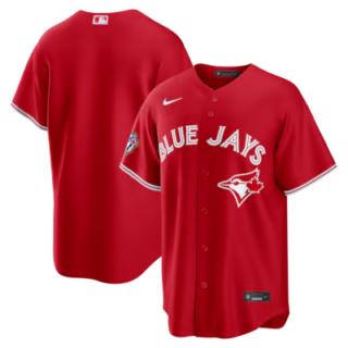 Men's Toronto Blue Jays Blank Red 50 Seasons Patch Stitched Baseball Jersey