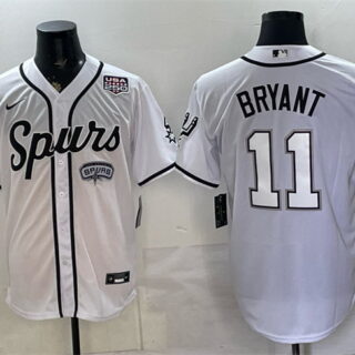 Men's San Antonio Spurs #11 Carter Bryant White USA 250' Patch Stitched Baseball Jersey