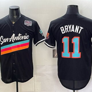 Men's San Antonio Spurs #11 Carter Bryant Black USA 250' Patch City Edition Stitched Baseball Jersey