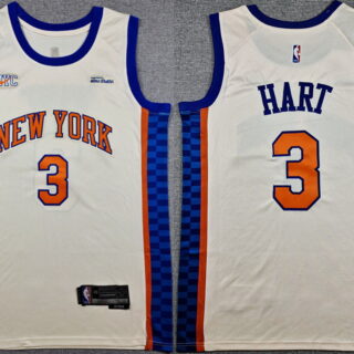 Men's New Yok Knicks #3 Josh Hart Cream 2024-25 City Edition Stitched Basketball Jersey
