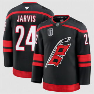 Men's Carolina Hurricanes #24 Seth Jarvis Black 2026 Stanley Cup Final Stitched Hockey Jersey