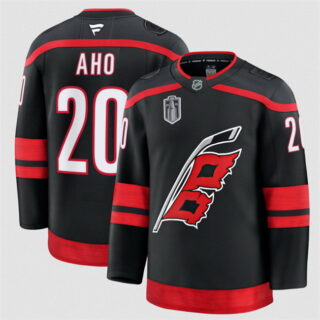 Men's Carolina Hurricanes #20 Sebastian Aho Black 2026 Stanley Cup Final Stitched Hockey Jersey
