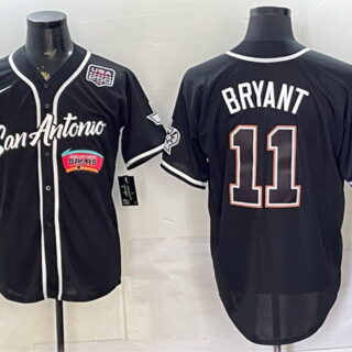 Men's San Antonio Spurs #11 Carter Bryant Black USA 250' Patch Stitched Baseball Jersey
