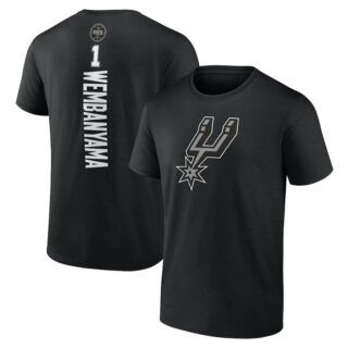Men's San Antonio Spurs #1 Victor Wembanyama Black Name & Number T-Shirt