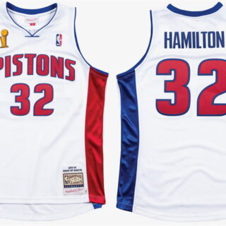 Men's Detroit Pistons #32 Richard Hamilton 2003-04 White Stitched Jersey