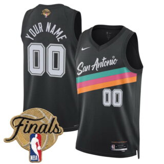 Men's San Antonio Spurs Active Player Custom Black 2026 Finals Patch City Edition Stitched Basketball Jersey