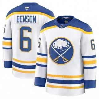 Men's Buffalo Sabres #6 Zach Benson White Stitched Hockey Jersey