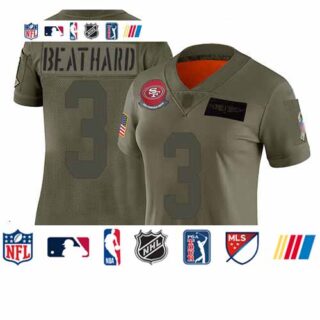 49ers #3 C.J. Beathard Camo Women's Stitched Football Limited 2019 Salute to Service Jersey