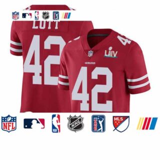 49ers #42 Ronnie Lott Red Team Color Super Bowl LIV Bound Men's Stitched Football Vapor Untouchable Limited Jersey