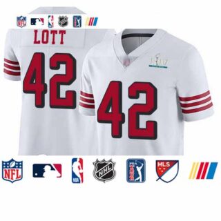 49ers #42 Ronnie Lott White Rush Super Bowl LIV Bound Men's Stitched Football Vapor Untouchable Limited Jersey