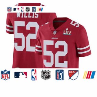 49ers #52 Patrick Willis Red Team Color Super Bowl LIV Bound Youth Stitched Football Vapor Untouchable Limited Jersey