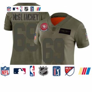 49ers #69 Mike McGlinchey Camo Women's Stitched Football Limited 2019 Salute to Service Jersey