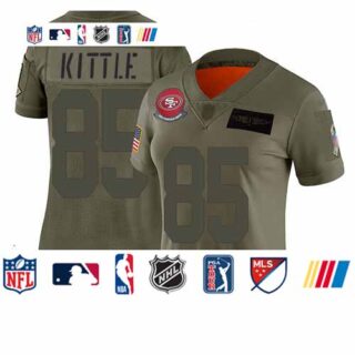 49ers #85 George Kittle Camo Women's Stitched Football Limited 2019 Salute to Service Jersey