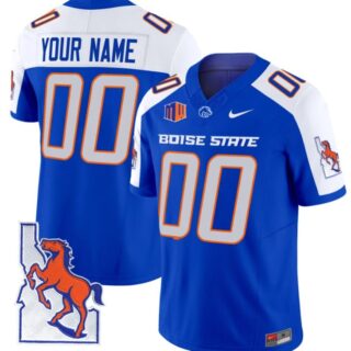 Custom Boise State Broncos Jersey Name, Number Map Patch Vapor Football Royal Alternate