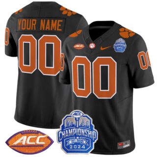 Custom Clemson Tigers Jersey 2024 ACC Championship Patch Football Black