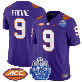 Travis Etienne Jersey #9 Clemson Tigers 2024 ACC Championship Patch Purple