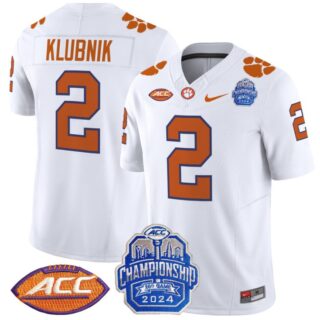 Cade Klubnik Jersey #2 Clemson Tigers 2024 ACC Championship Patch White