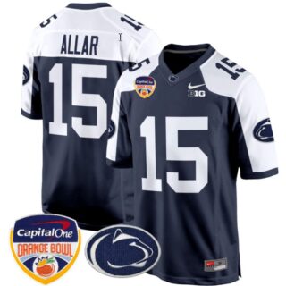 Drew Allar Jersey #15 Custom Penn State Nittany Lions Orange Bowl Patch Football Navy Alternate