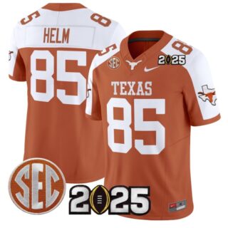 Gunnar Helm Jersey #85 Texas Longhorns 2025 CFP Final Patch Orange Alternate