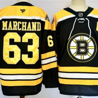 Men's Brad Marchand Jersey #63 Boston Bruins Home Breakaway Black Stitched