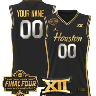Custom Houston Cougars Jersey 2025 Final Four Patch Basketball Black Gold