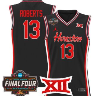 J'Wan Roberts Jersey #13 Houston Cougars 2025 Final Four Patch Stitched Black