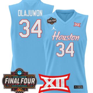 Hakeem Olajuwon Jersey #34 Houston Cougars 2025 Final Four Patch Stitched Blue
