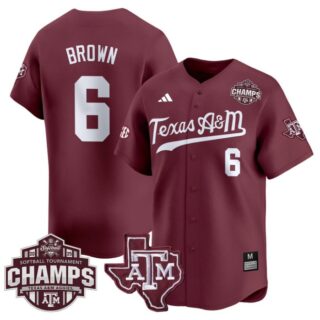 Taylor Brown Jersey #6 Texas A&M Aggies 2025 SEC Champions Patch Limited Stitched Maroon