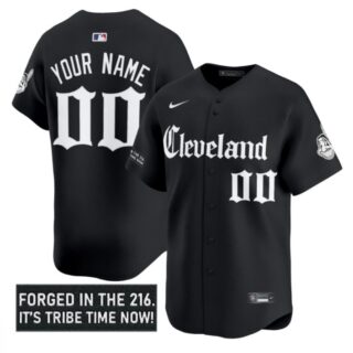 Custom Cleveland Indians Jersey Gothic Iron Edition Stitched Black