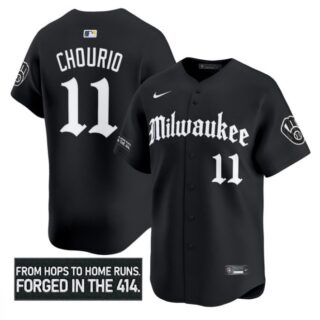Jackson Chourio Jersey #11 Milwaukee Brewers Gothic 414 Shadows Edition Black