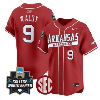 Wehiwa Aloy Jersey #9 Arkansas Razorbacks 2025 World Series Stitched Cardinal