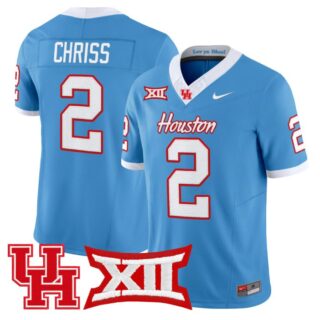 Zeon Chriss Jersey #2 Houston Cougars 2025 Vapor Limited Stitched Light Blue