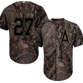 Angels #27 Mike Trout Camo Realtree Collection Cool Base Stitched Youth Baseball Jersey