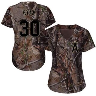 Angels #30 Nolan Ryan Camo Realtree Collection Cool Base Women's Stitched Baseball Jersey