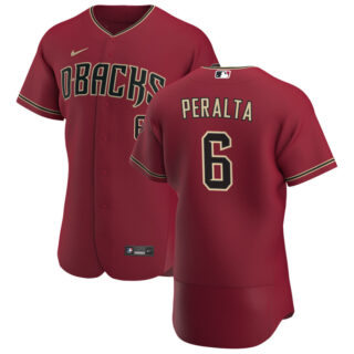 Arizona Diamondbacks #6 David Peralta Men's Nike Crimson Authentic Alternate Team MLB Jersey