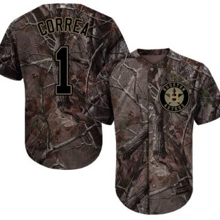 Astros #1 Carlos Correa Camo Realtree Collection Cool Base Stitched Baseball Jersey