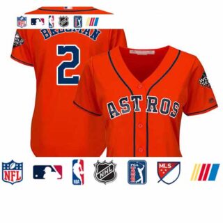 Astros #2 Alex Bregman Orange Alternate 2019 World Series Bound Women's Stitched Baseball Jersey