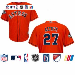 Astros #27 Jose Altuve Orange Cool Base 2019 World Series Bound Stitched Youth Baseball Jersey