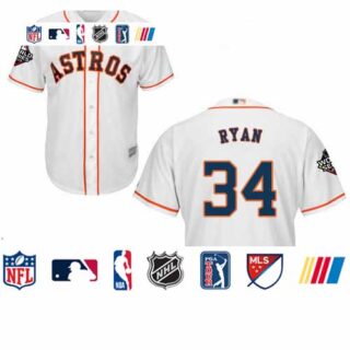 Astros #34 Nolan Ryan White New Cool Base 2019 World Series Bound Stitched Baseball Jersey