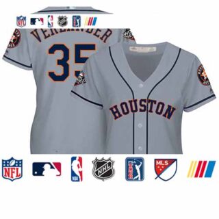 Astros #35 Justin Verlander Grey Road 2019 World Series Bound Women's Stitched Baseball Jersey